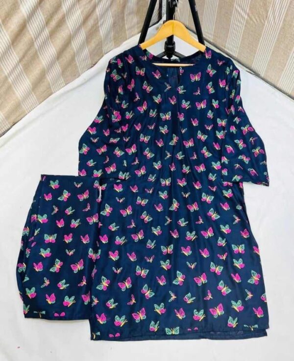 butterfly print 2pc linen dress - Image 26