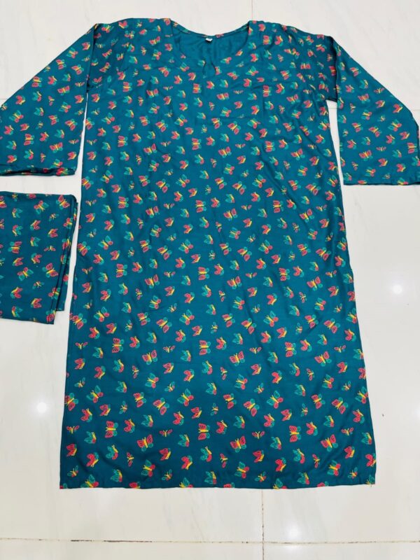 butterfly print 2pc linen dress - Image 29