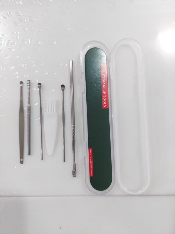 ear wax removal kit, 6-in-1 ear pick tools curette cleaner reusable ear cleaner, stainless steel ear wax remover with storage case - Image 2