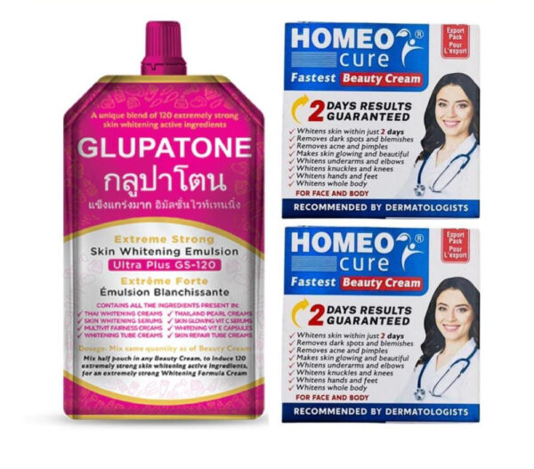 2 homeo cure beauty cream & 1 glupatone pack of 3 - Image 2