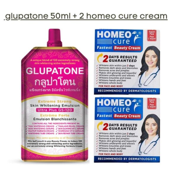 2 homeo cure beauty cream & 1 glupatone pack of 3 - Image 3