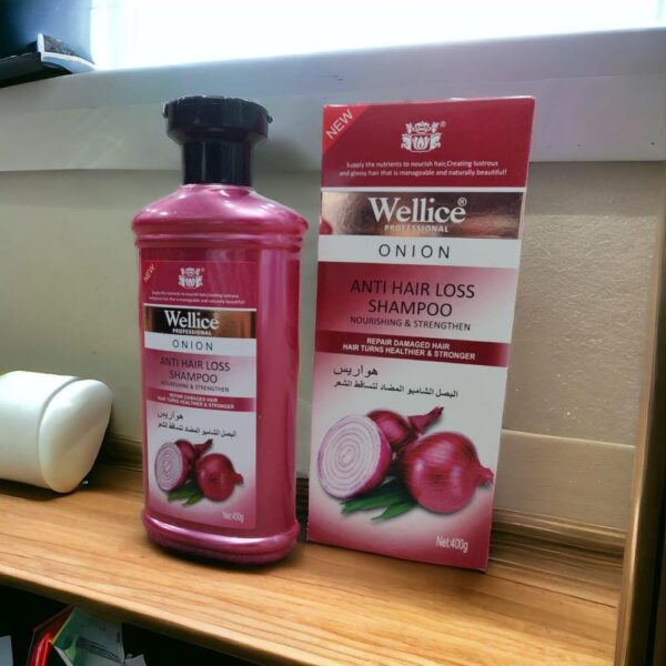 "wellice onion anti hair loss shampoo - strengthening & nourishing formula for thicker, fuller hair - Image 3