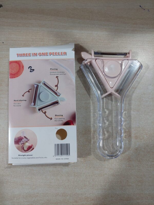 3 in 1 stainless steel vegetable peeler, multi functional fruit peelers with 3 julienne blades swivel peelers (random color) - Image 2
