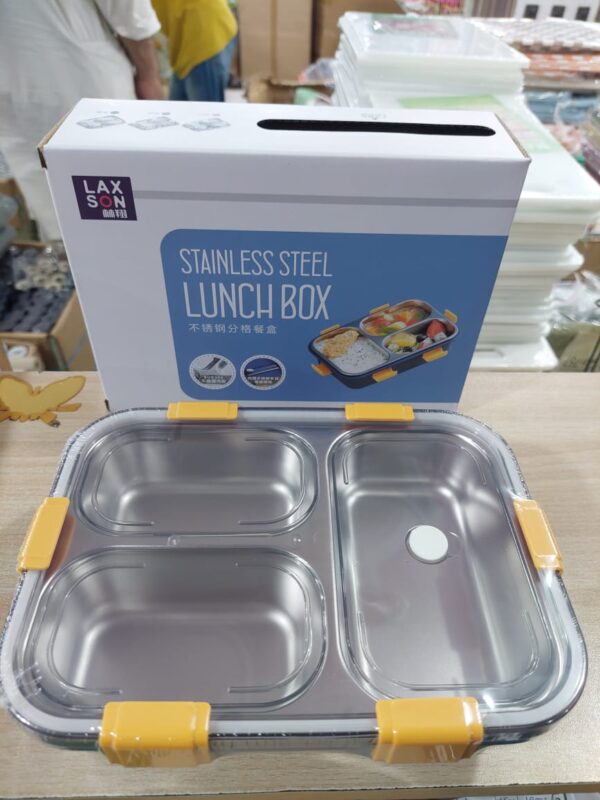 stainless steel lunch box premium | lunch boxes with removable inner plate reusable for adults, kids leakproof reusable microwave freezer safe (random color) - Image 2