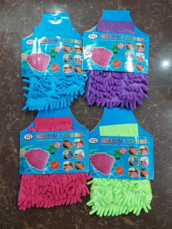 microfiber car wash duster glove | multi-purpose super absorbent and perfect wash clean for home, kitchen, window, car dusting (random color) - Image 2