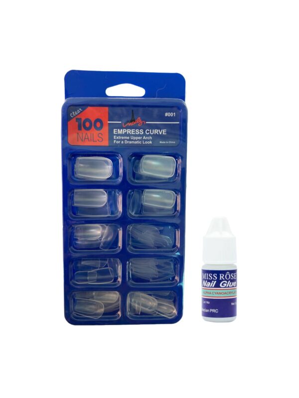(square shape )artificial nails 100pcs with nail glue, beautiful fancy fake nails ,acrylic nails kit transparent & natural false nail - Image 8