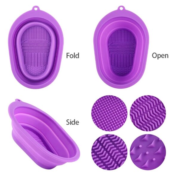 makeup brush cleaning mat bowl, soft and durable silicone cosmetic scrubber bowl (random color) - Image 3