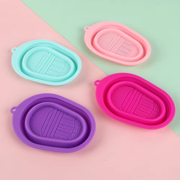 makeup brush cleaning mat bowl, soft and durable silicone cosmetic scrubber bowl (random color) - Image 6