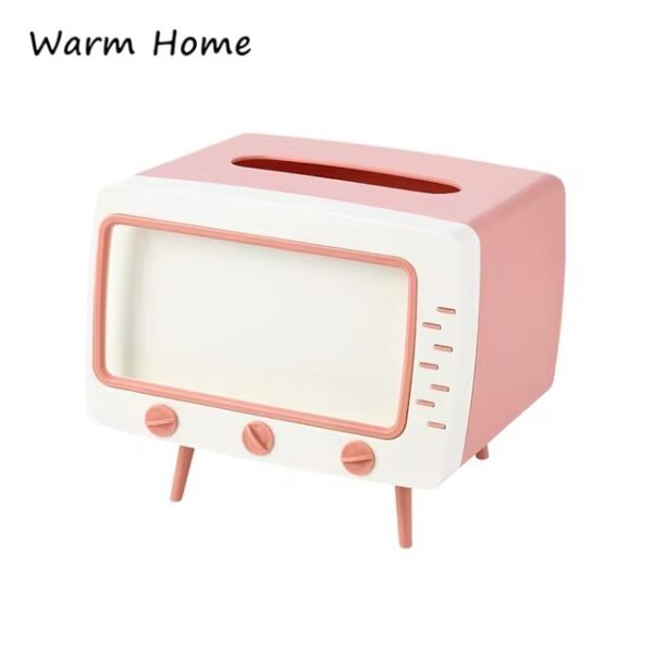 2 in 1 tv shape tissue box & mobile phone or photo holder | creative tissue boxes retro television phone holder (random color) - Image 8