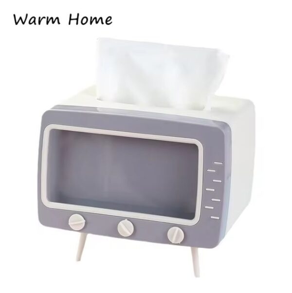 2 in 1 tv shape tissue box & mobile phone or photo holder | creative tissue boxes retro television phone holder (random color) - Image 9