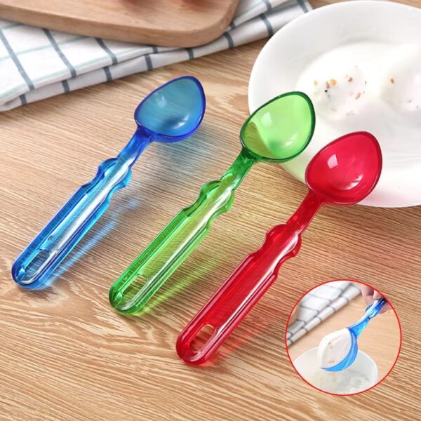 plastic acrylic ice cream spoons with hanging hole | ice hockey ball maker digger scoop (random color)