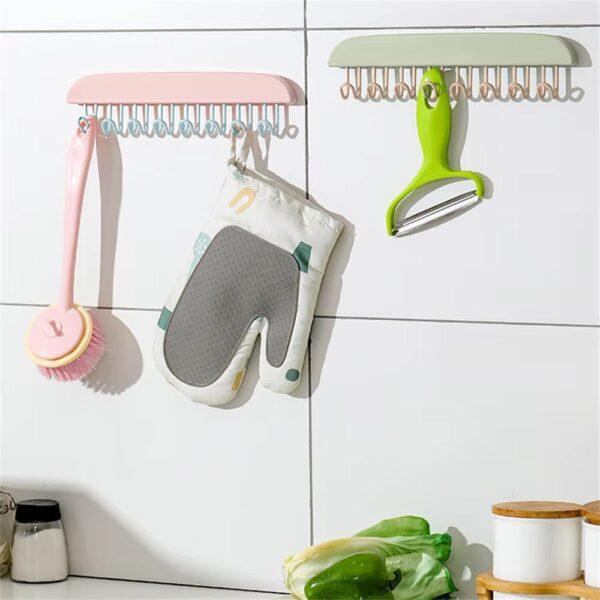 8 hooks multi-purpose hook and adhesive hanger for kitchen bathroom cabinet (random color) - Image 4