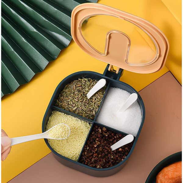 combo deal - 4 section spice container box & multi-function spit bone 10 plate set kitchen storage organizer (random color) - Image 3