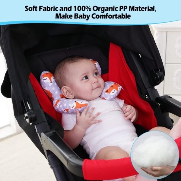 infant head and neck support pillow | protective travel pillow for newborn children | u shape head rest cushion for kids (random color) - Image 4