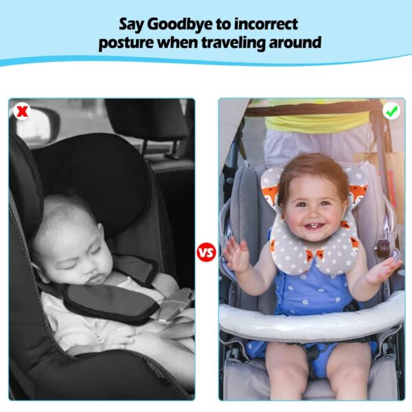 infant head and neck support pillow | protective travel pillow for newborn children | u shape head rest cushion for kids (random color) - Image 6