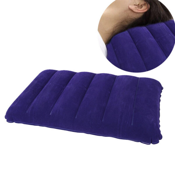 inflatable flocked velvet camping sleeping travel pillow - Image 4