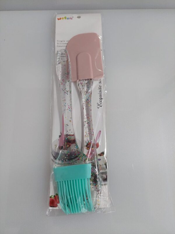 silicon brush and spatula set | cooking baking mix set pastry tools  (random color ) - Image 3