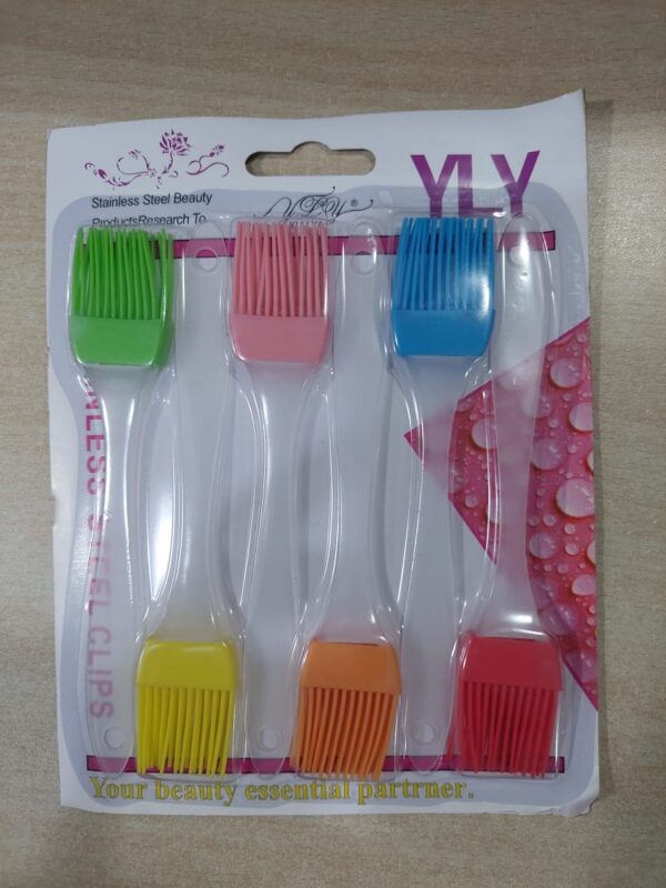 pack of 6 - silicone pastry basting bbq brush | oil butter cream spreading brush (random color) - Image 7