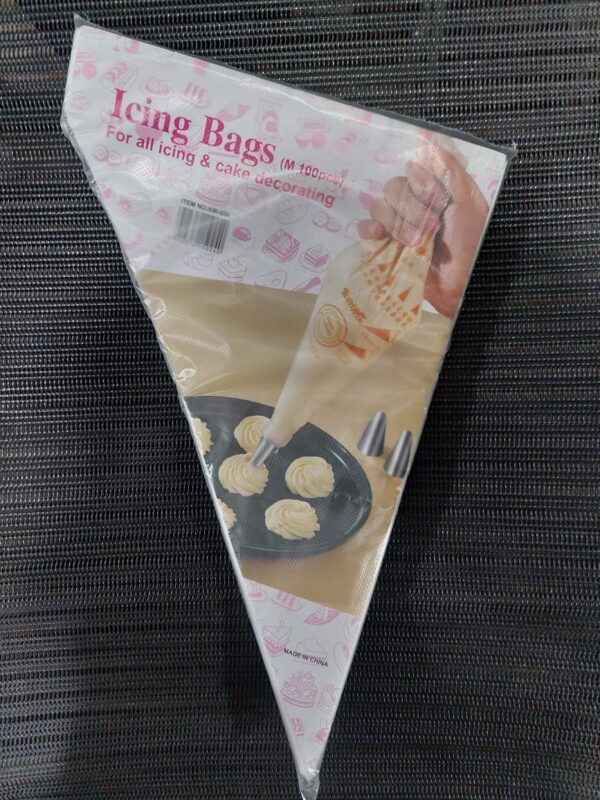 pack of 100 icing bags - plastic icing piping bags pastry fondant cake decorating bag tool - 13inch - Image 8