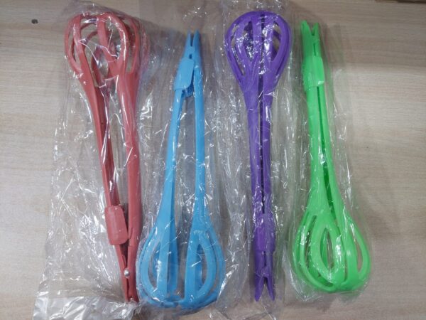 multipurpose plastic egg beater mixer kitchen baking utensil spaghetti server tong chimta (random color) - Image 2