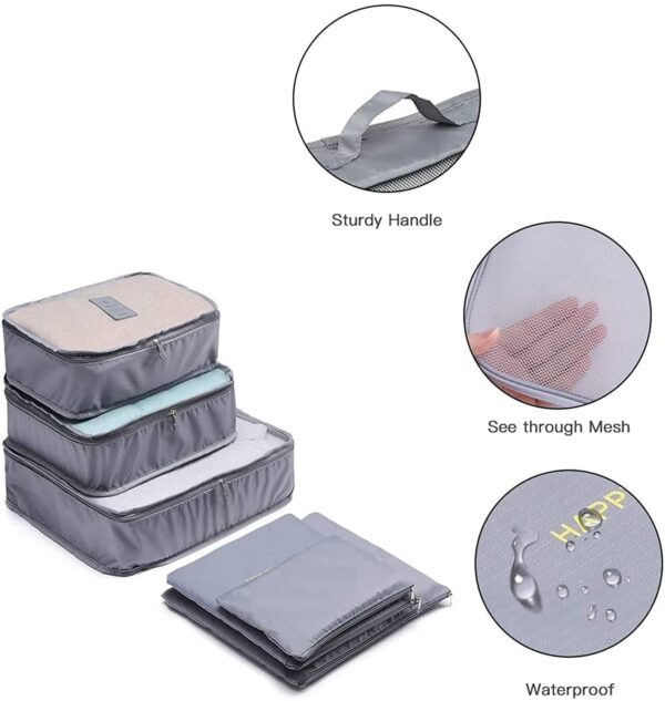 6pcs/set waterproof travel storage bag | portable luggage clothes organizer | cosmetic pouch packing cubes set (random color) - Image 7