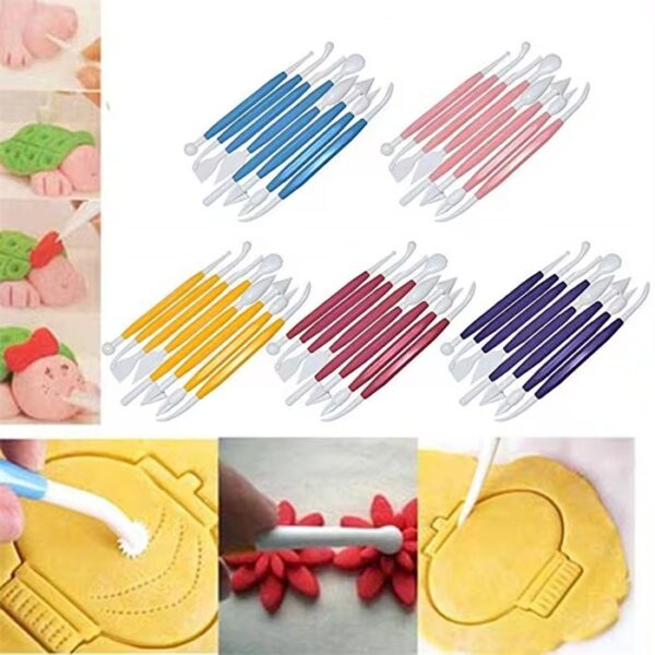 fondant plunger cutter 8pcs cake decorating modelling tools (random color) - Image 2