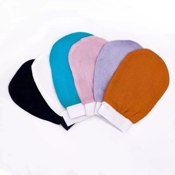hammer moroccan exfoliating gloves  - dead skin remover - exfoliating bath washcloth scrub mitt for body - exfoliating massage mitt back scrubber glove - each (random color) - Image 2