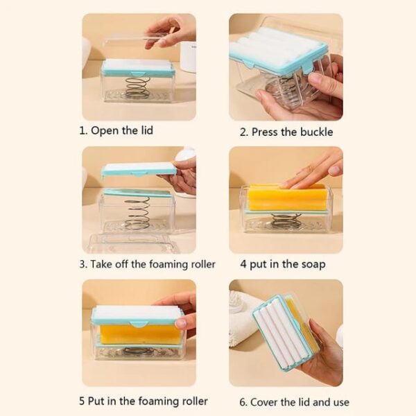 2-in-1 foaming soap container with soft rubber roller and soap holder (random color) - Image 4