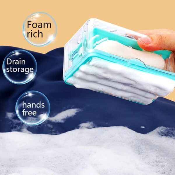 2-in-1 foaming soap container with soft rubber roller and soap holder (random color)