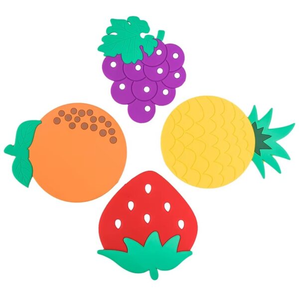 silicone fruit shape placemat plate, table, cup pad non-slip bowl coaster mat waterproof heat insulation (random shape) - Image 7