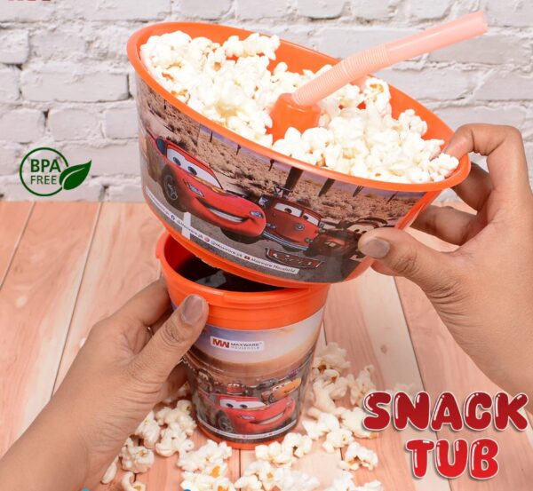 2 in 1 snack tub with straw glass for kids frozen barbie unicorn encanto roblox characters for kids (random color & character) - Image 4