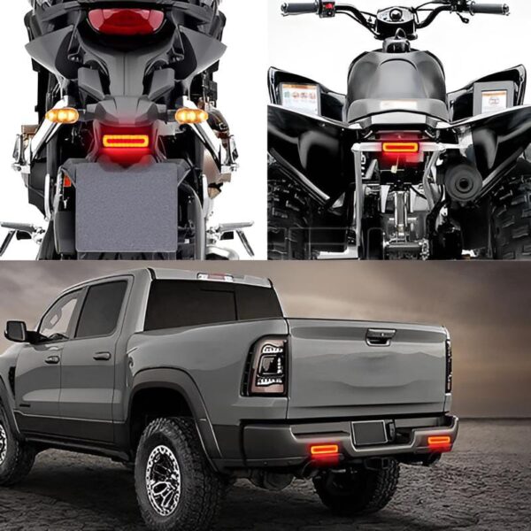 1 pc  led motorcycle light moto rear lights 40 led dual color light guide flow direction turning brake tail lamp - Image 6