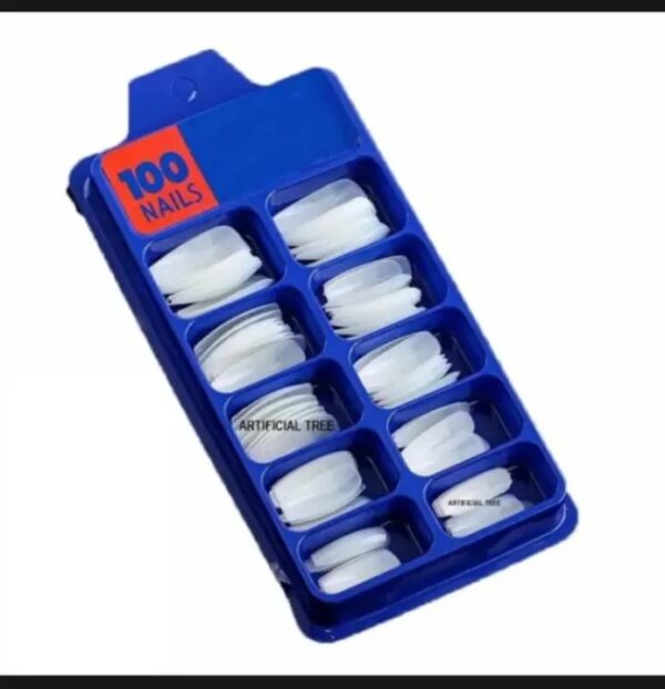 ( round shape ) artificial nails 100pcs with nail glue, beautiful fancy fake nails ,acrylic nails kit natural false nail - Image 2
