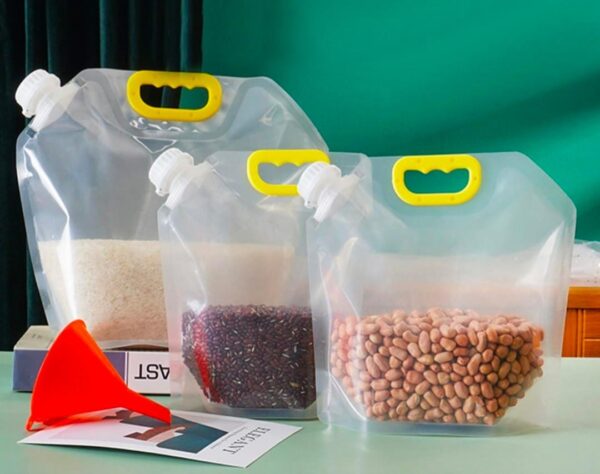 moisture-proof sealed transparent food grain pouch | storage bag for rice, flour, cereals, nuts etc