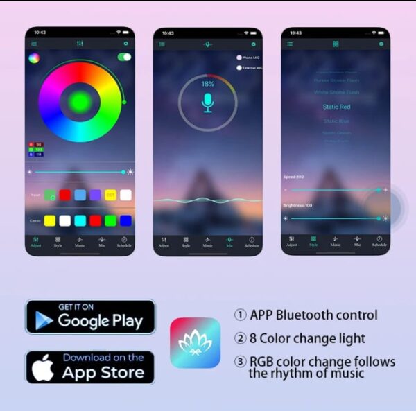 bluetooth control angel wing light multicolor for all bikes and car uneversa - Image 2