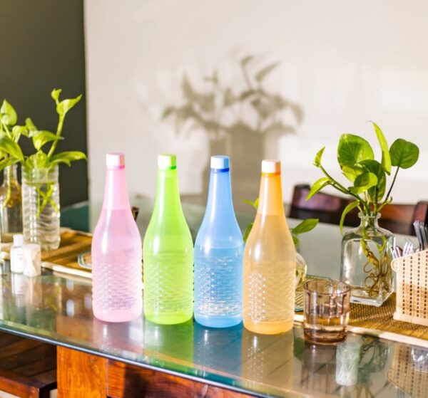 pack of 4 plastic jumbo water bottles (random color) 1.2 ltr each - Image 4