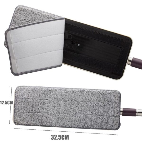 pack of 2 washable durable replacement microfiber pads dust push mop cloth for flat squeeze mop 33x12cm - Image 4