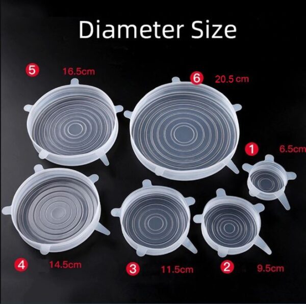 6pcs kitchen reusable silicone seal lid, universal silicone stretch lids for food preservation, vacuum food storage, bowl cover and cookware cover for kitchen and home - Image 3