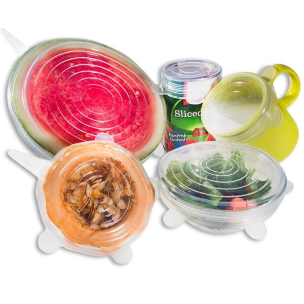 6pcs kitchen reusable silicone seal lid, universal silicone stretch lids for food preservation, vacuum food storage, bowl cover and cookware cover for kitchen and home - Image 2