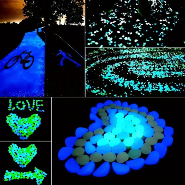 100 pieces glow in the dark pebbles, resin luminous stones for landscape, garden paths, potted plants, parks, aquarium decor (random color)