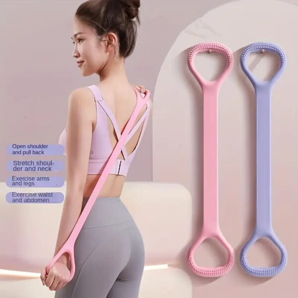 1pc yoga elastic resistance band, 8-shaped tension rope, suitable for body shaping, stretching, chest expansion, strength training (8*38cm) (random color)
