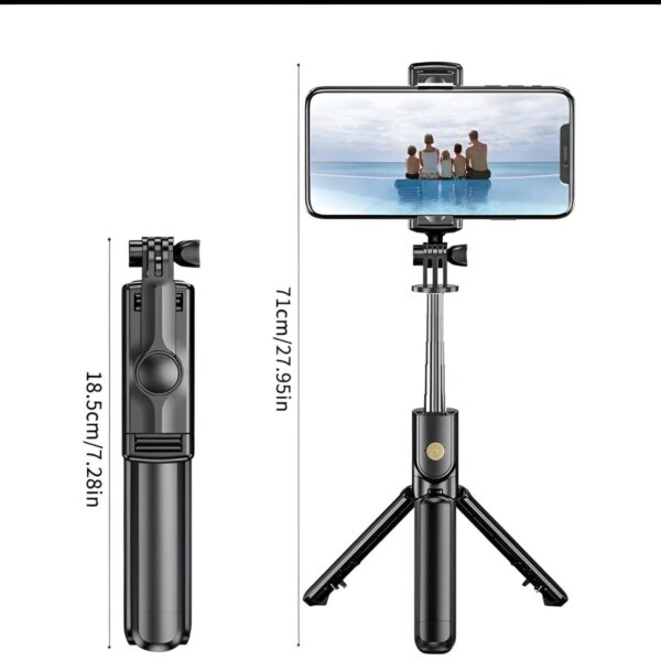 r1s selfie stick with tripod | bluetooth foldable selfie rod with remote control for phone action camera iphone ﻿with flash light - Image 6