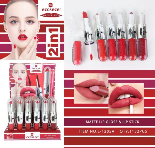 eccsece 2 in 1 lipstick + lipgloss