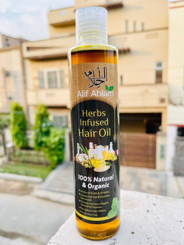 alif ahlam herbs infused hair oil – 200ml - Image 6