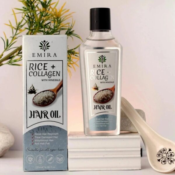 pack of 3 - emira keratin olive with argan hair oil | red onion with black seed hair oil | rice + collagen with minerals hair oil - 120ml - Image 4