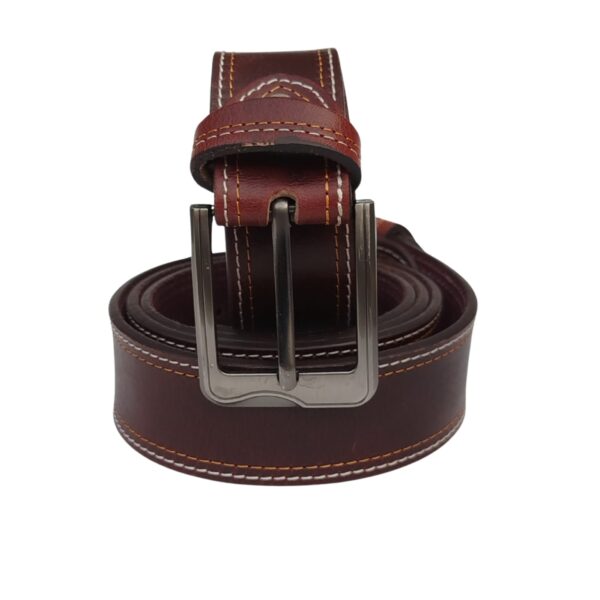 men buffalo pull-up leather | waist belt for boys & mens (maroon) - Image 3
