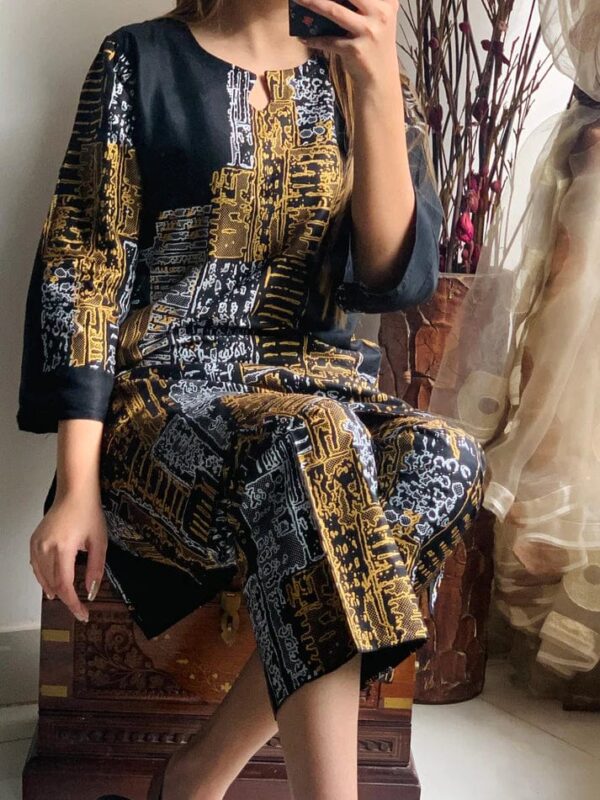 mountain block print stitched suits casual wear for girls  (lenin)