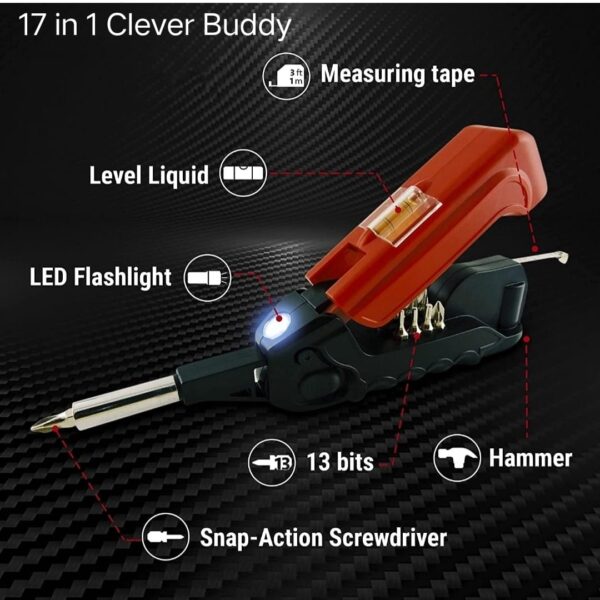 17 tools in 1 gadgets screwdriver set, all in one everyday multi tools (12 screwdriver), multi-tip, compact & universal