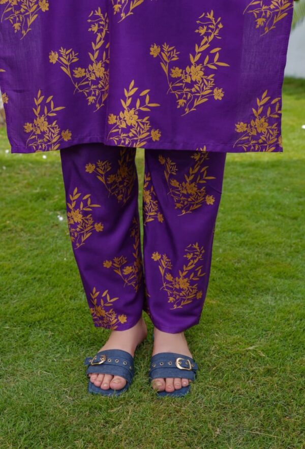 daffodil print 2pc dress | shirt and trouser for girls & womens - Image 6