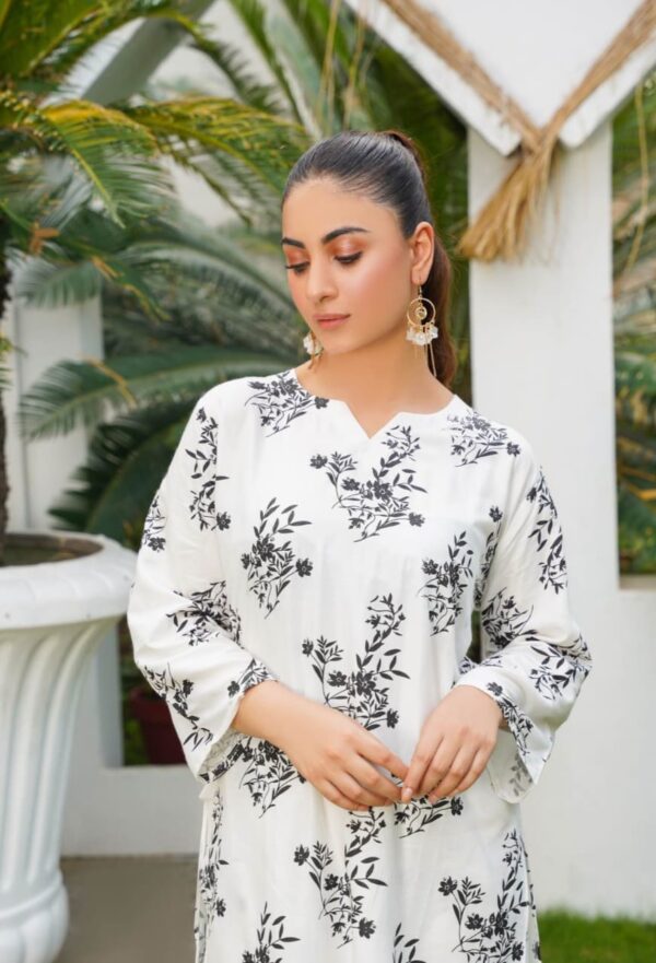 daffodil print 2pc dress | shirt and trouser for girls & womens - Image 8